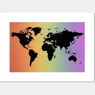 Rainbow world map Posters and Art